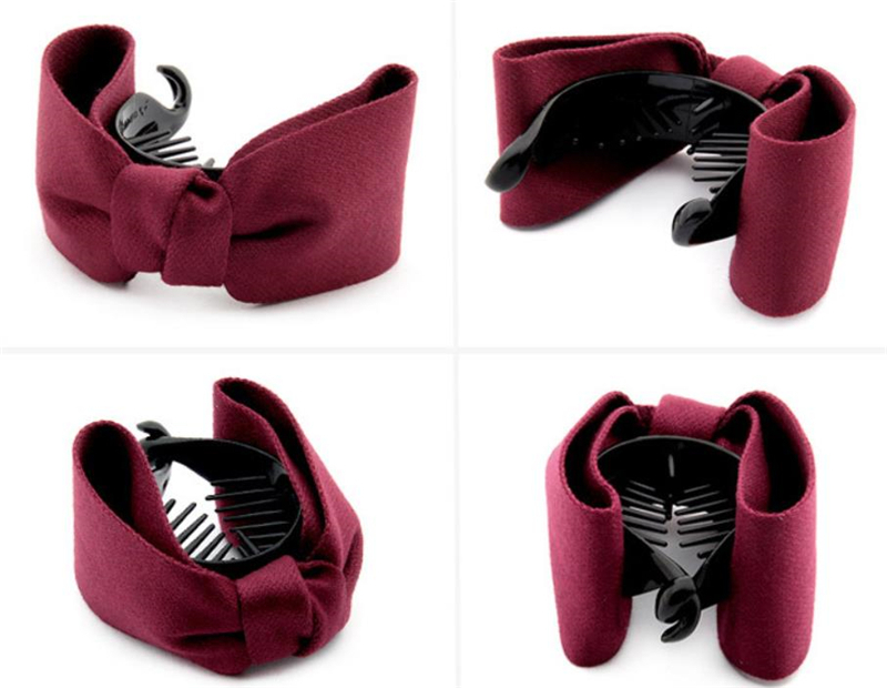 Kẹp tóc hình nơ màu trơn xinh xắn thời trang cho nữ