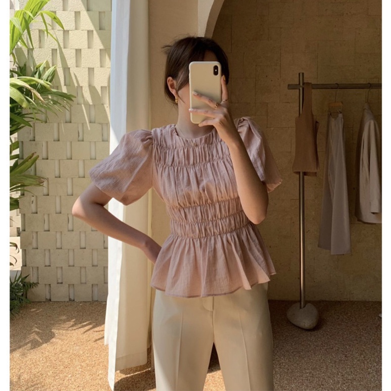 [Mã FAMARAL1 giảm 10K đơn 50K] Áo thun nữ kiểu bo chun • 2ENDSHOP | BigBuy360 - bigbuy360.vn