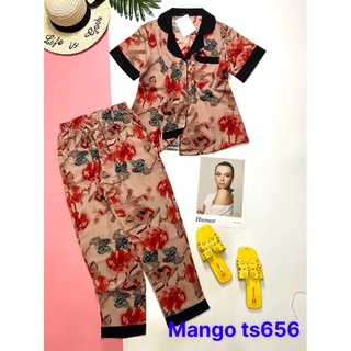 Đồ bộ pyjama quần dài vải lụa mặc nhà siêu sang