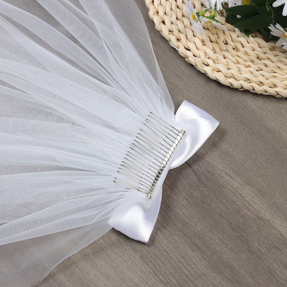 Mạng Che Mặt Hai Lớp Viền Ren Thanh Lịch Kèm Lược Cho Cô Dâu Chụp Ảnh Cưới