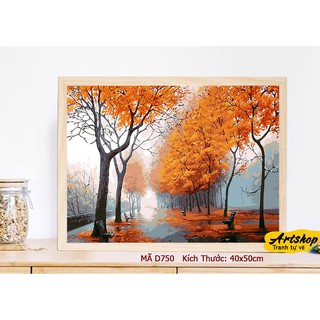 Tranh tô màu theo số sơn dầu số hóa ARTSHOP D750 đã căng khung sẵn và dầu phủ bóng