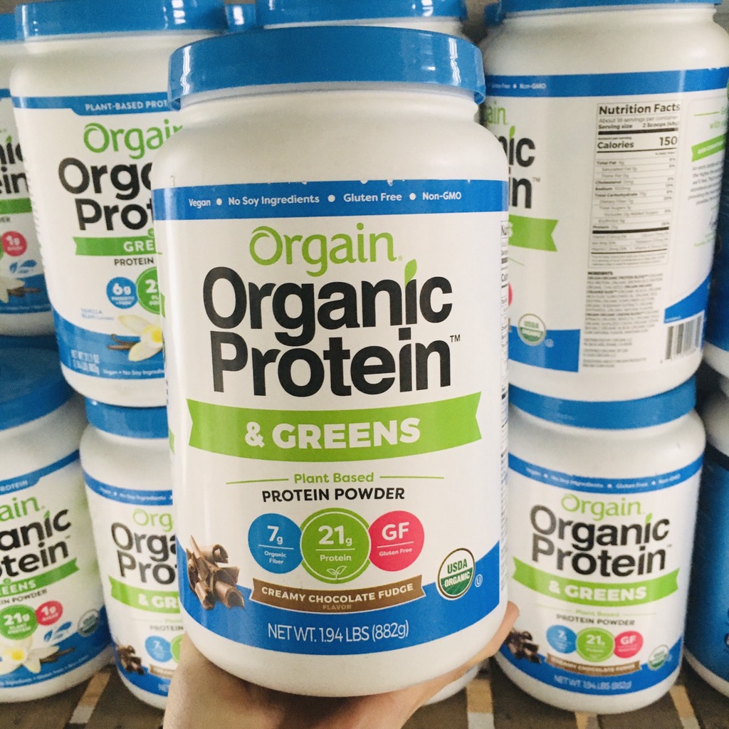 Bột Đạm Thực Vật Hữu cơ của Mỹ ORGAIN Organic Protein &amp; Greens Powder 882g
