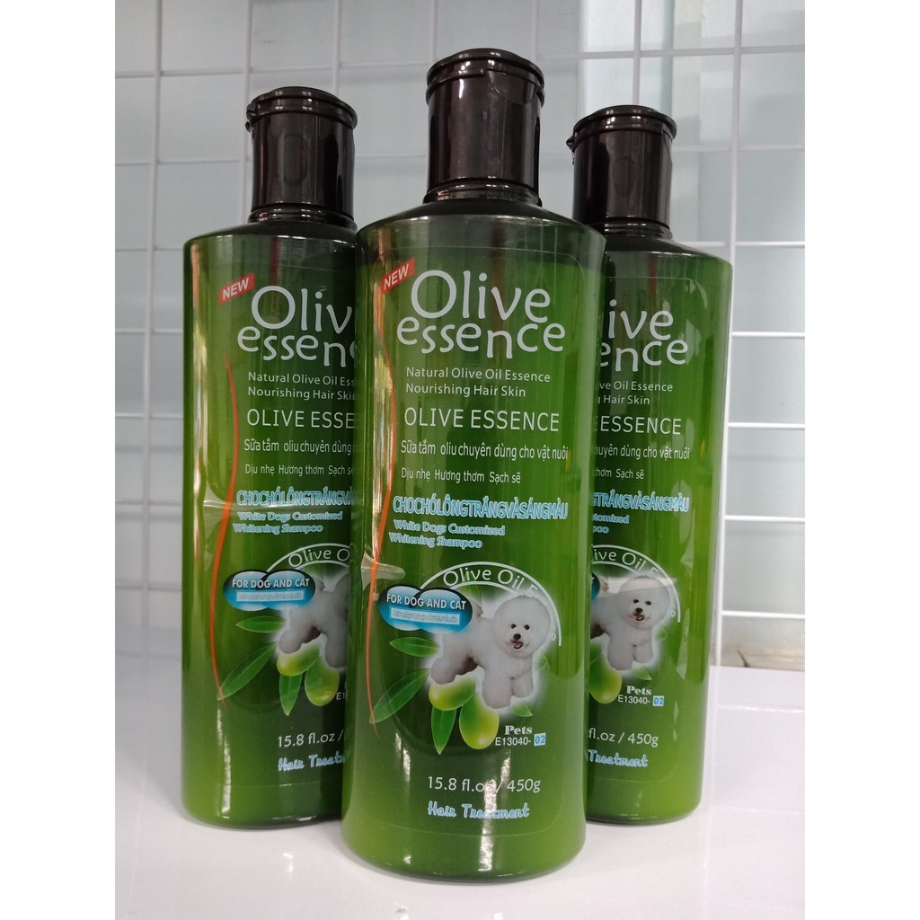 Sữa tắm chó mèo lông trắng - Dầu tắm Olive 450ml giúp mềm mượt lông, chăm sóc nuôi dưỡng lông, lưu hương thơm
