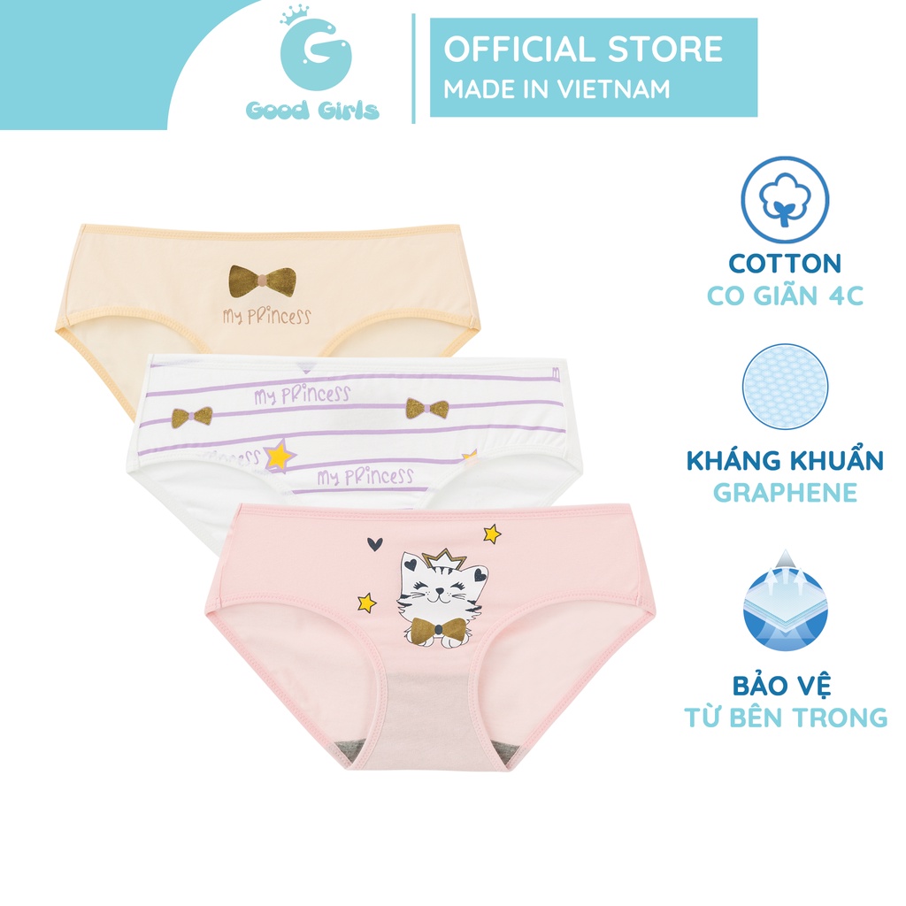 Quần chip bé gái cotton kháng khuẩn ngừa viêm nhiễm Good Girls quần lót cho bé gái 7 10 18 tuổi dáng tam giác Tippi