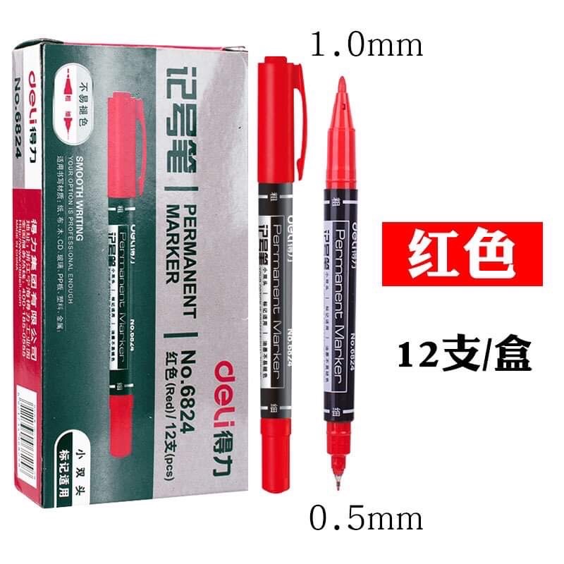 BÚT ĐÁNH DẤU 2 ĐẦU DELI 6824 DÙNG CHO VẬN CHUYỂN VĂN PHÒNG