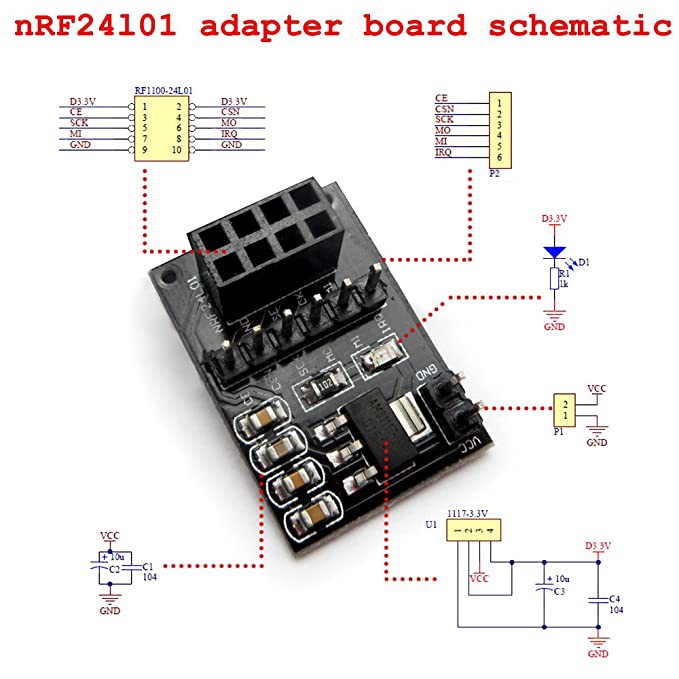 Mạch chuyển nguồn cho module nRF24L01 - adapter module nRF24L01