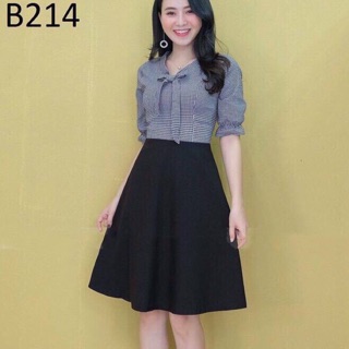 Đầm liền phối màu