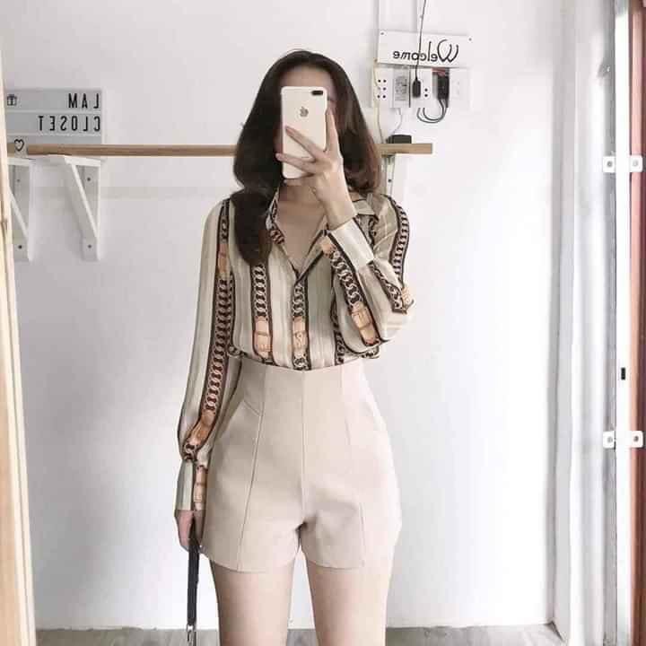 Quần short nữ lưng cao thanh lịch vải tuyết mưa cực hot