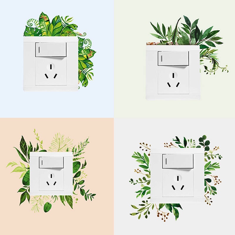 Miếng Dán Trang Trí Công Tắc Đèn Bằng Vinyl Hình Chiếc Lá Phong Cách Bắc Âu