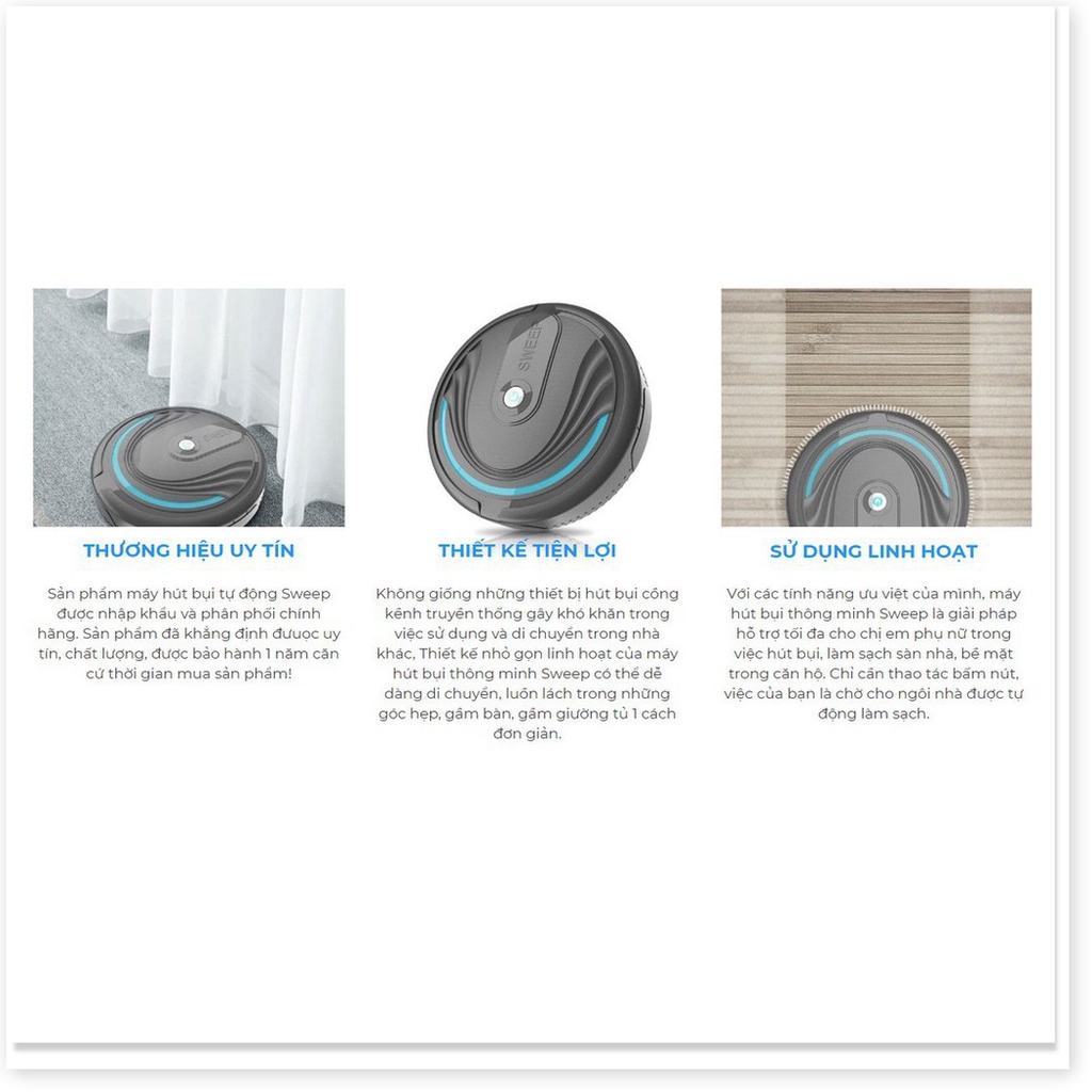 Hàng new-  ROBOT HÚT BỤI QUÉT NHÀ TỰ ĐỘNG CÓ THỂ SẠC LẠI JAPAN SWEEP