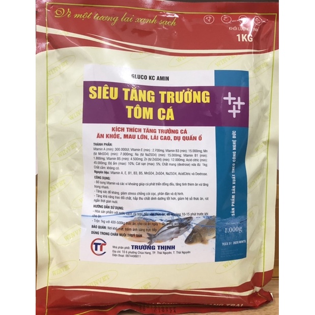 Vỗ béo cá gói 1kg. Cá nở ruột, bắt mồi khoẻ, Tăng cân nhanh,