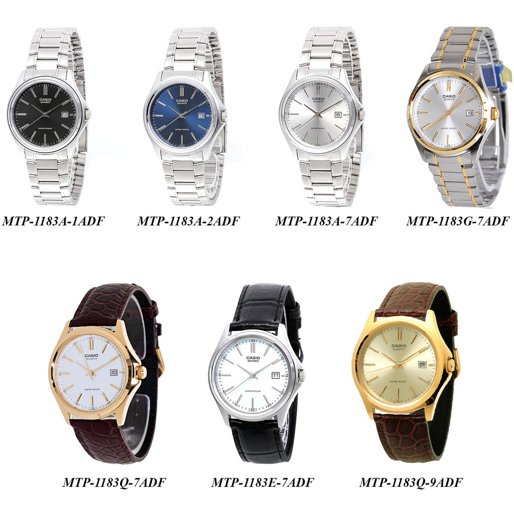 Đồng hồ nam dây da Casio chính hãng Anh Khuê MTP-1183 (7 màu sắc)