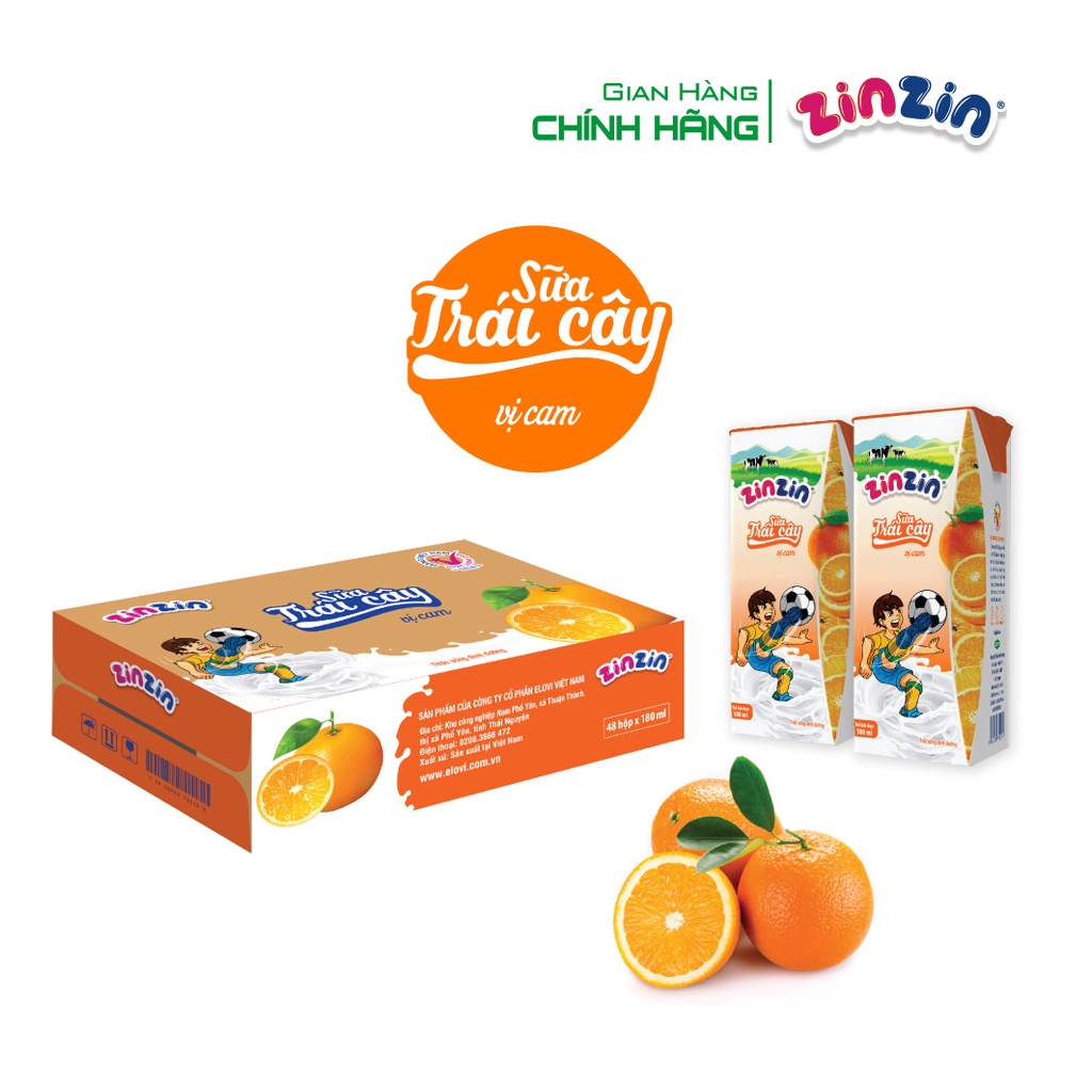 Thùng 48 hộp Sữa trái cây ZinZin vị cam 180ml - Siêu ưu đãi