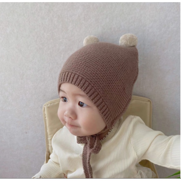Mũ len cục bông cho bé từ 3m - 18m