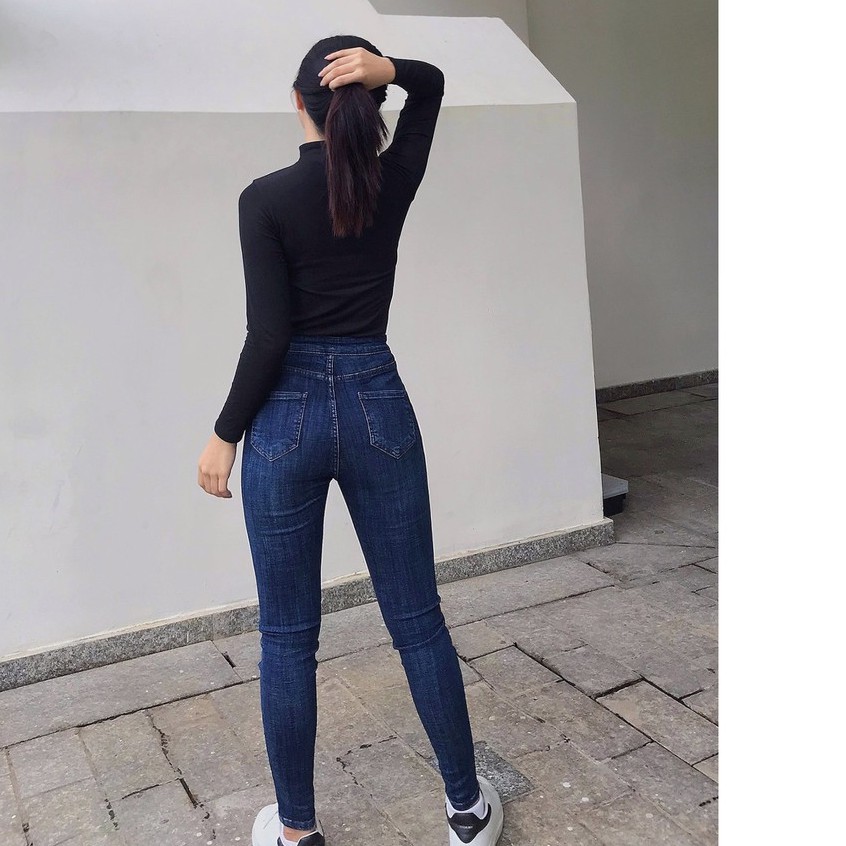 Quần Bò Skinny Nữ KAVO BLUE Lưng Cao Co Giãn 4 Chiều