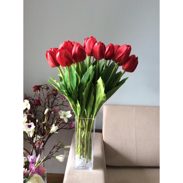 Hoa tulip lụa to đẹp như thật dài cành 60cm