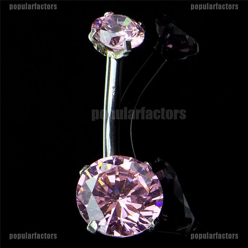 Khuyên Rốn Thép Không Gỉ Đính Đá Pha Lê