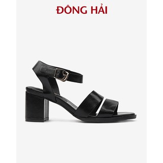 Giày Sandal cao gótữ Đông Hải 2 quai ngang giúp chân thon gọn gót vuông 5cm-S85E3