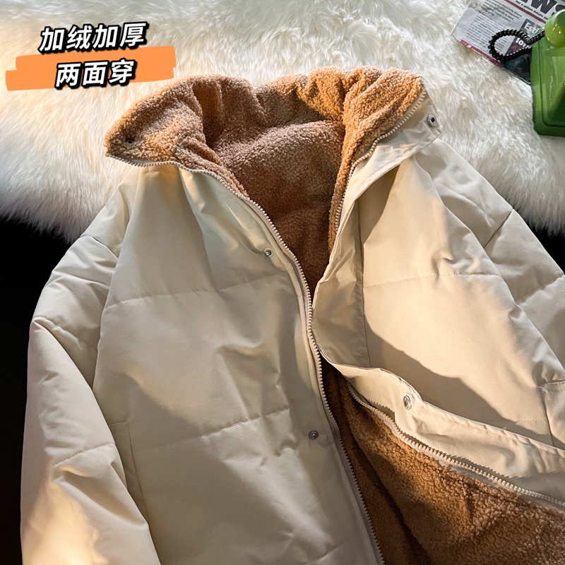 Áo phao nam hàn quốc 2 mặt dài tay lót lông cừu siêu dày 3 lớp siêu ấm áo đại hàn