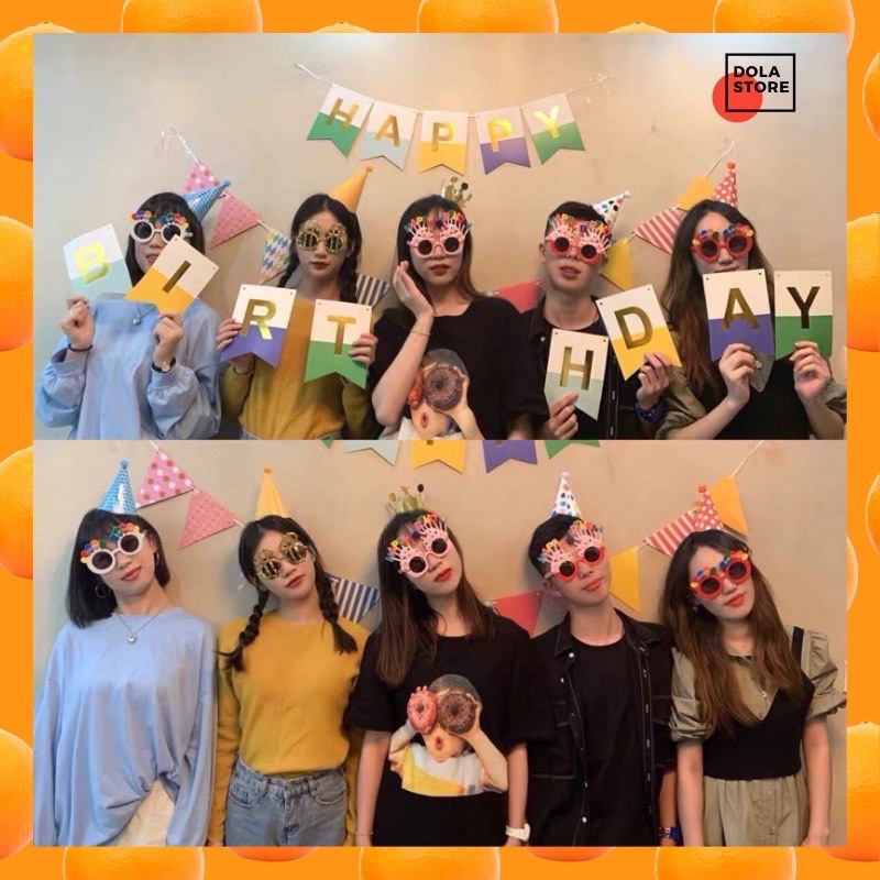 Kính Happy Birthday dùng cho tiệc sinh nhật, chụp ảnh cute hot trend