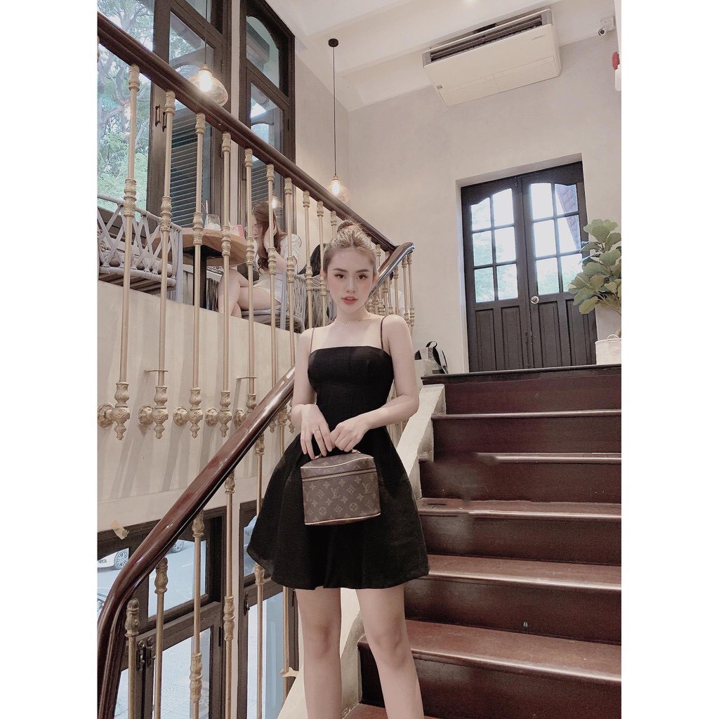 Đầm váy 2 dây dạo phố dáng xòe xếp ly eo - Leva Dress