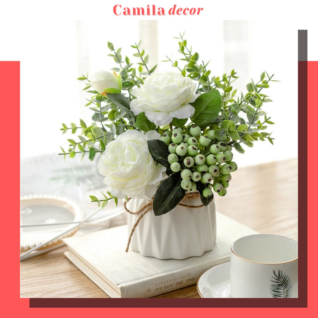 [Hàng nhập khẩu] Hoa Lụa Trang Trí ※ Hoa Giả Cao Cấp Để Bàn ※ CAMILA DECOR