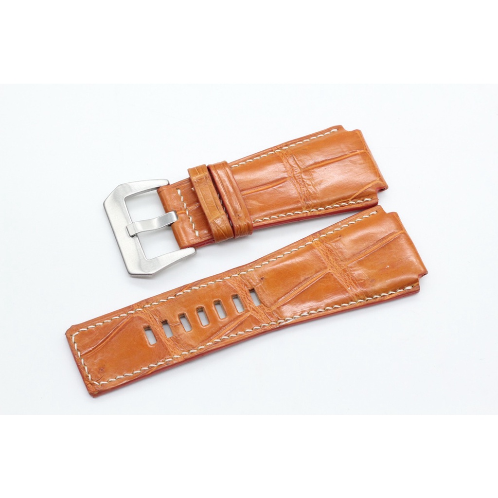Dây Đồng Hồ Handmade Size 24mm Cá Sấu Songhan Leather WT90, Dây Da Kèm Khóa Kim.BẢO HÀNH 6 Tháng