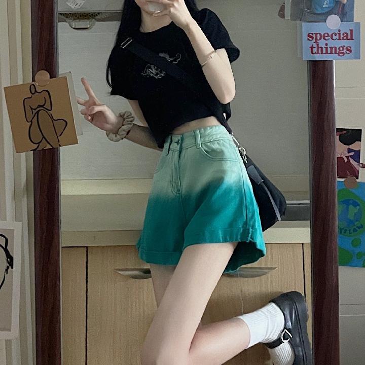 Quần Short Denim Lưng Cao Thời Trang Mùa Hè Dành Cho Nữ