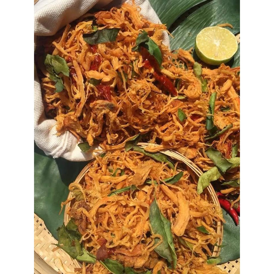 Khô gà lá chanh [BEST SELLER]  thơm ngon, gây nghiện, không ngon hoàn tiền 200gr và 500gr | BigBuy360 - bigbuy360.vn