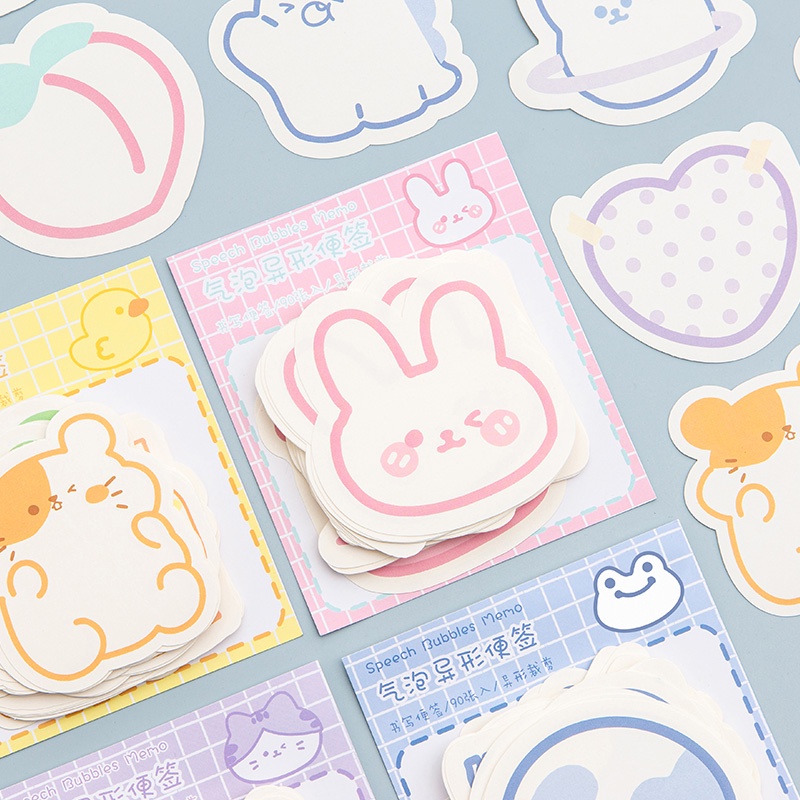 Set 90 Tờ Giấy Ghi Chú Họa Tiết Hoạt Hình Sáng Tạo Đa Dạng