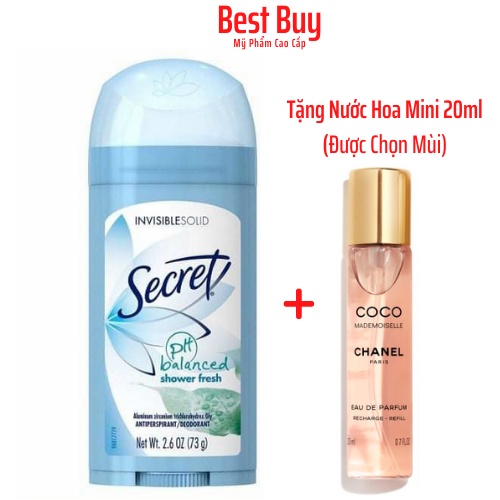 [USA] Lăn Khử Mùi Secret Invisible Solid Khô Thoáng Dịu Nhẹ 48h – Nữ 73g