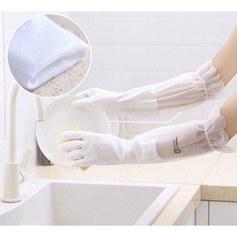 [ CÓ THUN ] cặp găng tay hươu silicon siêu dai rửa chén loại dài có thun chống tuột