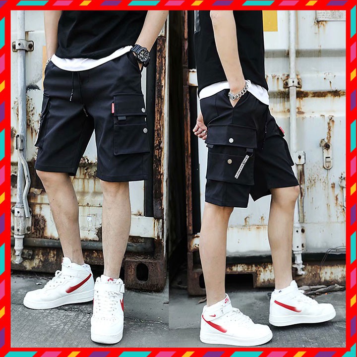 ❤️ Hàng Shop - Cực Chất ❤️ Quần short nam vải kaki túi hộp dây khoá chữ phối cúc siêu phẩm mới , Quần đùi nam dày xịn