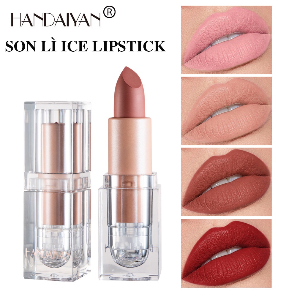 Son Thỏi Lì HANDAIYAN Small Ice Cube Matte Lipstick 12 Màu Nude Bean Pastel Bền Màu Lâu Trôi A2