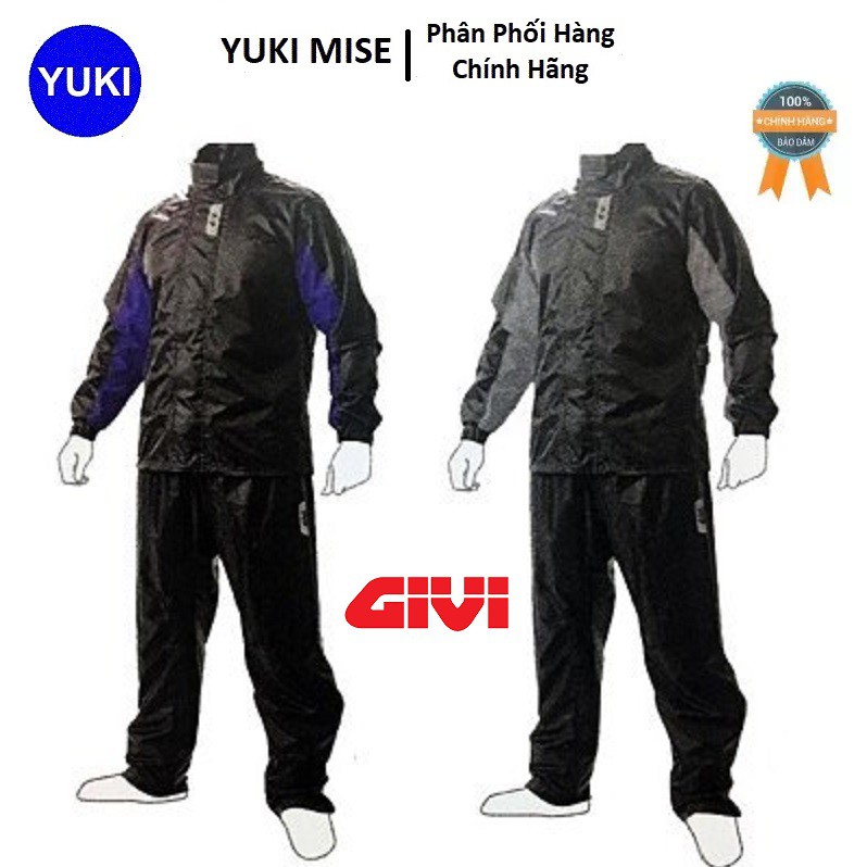 ⚡️Hàng Chính Hãng⚡️Bộ Áo Mưa Givi RIDER TECH Rain Suit Black Grey RRS07 YUKI MISE Phân Phối Chính Hãng💯