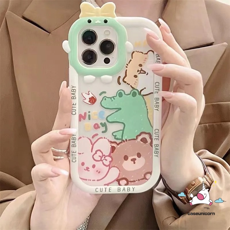 Ốp Điện Thoại TPU Mềm Hình Gấu / Thỏ / Khủng Long 3D Cho IPhone 7plus XR 11 13 12 14Pro MAX 6 6S 7 8 14 Plus XR X XS MAX