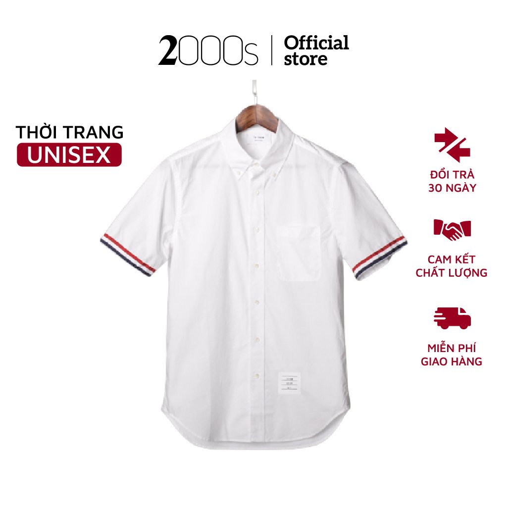 Áo sơ mi nam tay ngắn Thom Browne vải lụa cao cấp phù hợp cả nam và nữ