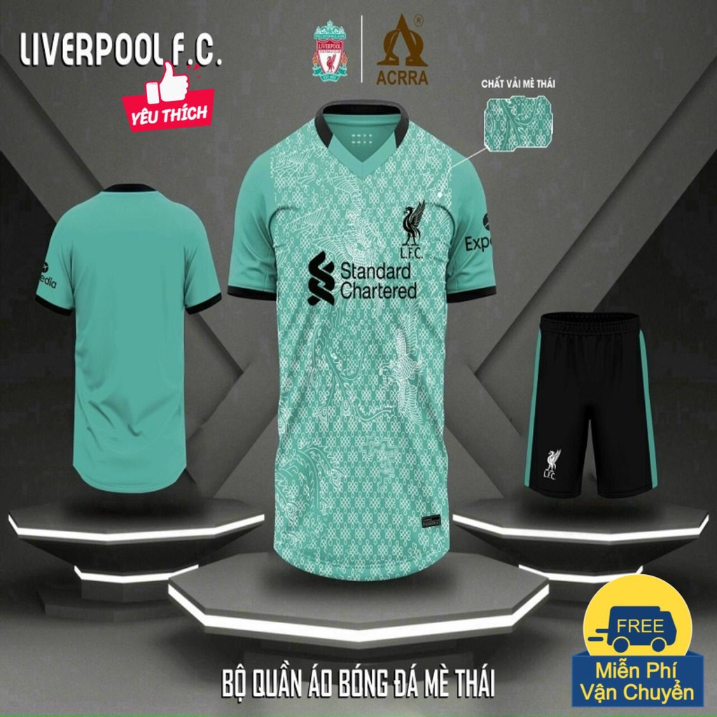 Quần Áo Bóng Đá Liverpool Xanh Ngọc Vải Mè Thái Sang Xịn Mịn - Áo Đá Banh Đẹp PP Bởi Be Happy Sport