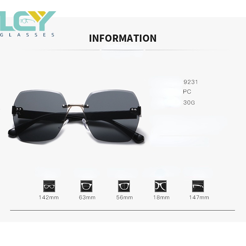 Kính Mát Không Gọng Chống Tia UV Phong Cách Hàn Quốc Mới