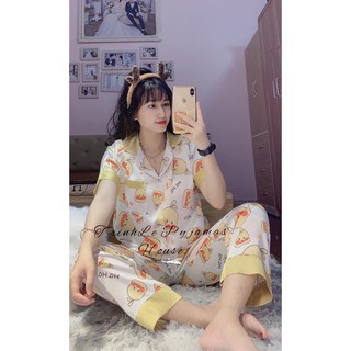 Đồ bộ Pijama tay ngắn quần dài chất satin cao cấp