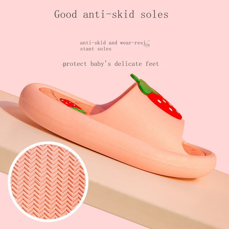 Dép Sandal Chống Trượt Đi Trong Nhà/Nhà Tắm In Họa Tiết Dâu Tây Dễ Thương Dành Cho Bé Trai Bé Gái