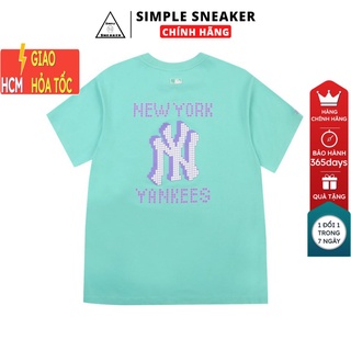 Áo Thun MLB NY Unisex Chính Hãng 🔴FREESHIP🔴 MLB Play Back Pixel NY - Áo Phông Tay Ngắn NY - Simple Sneaker