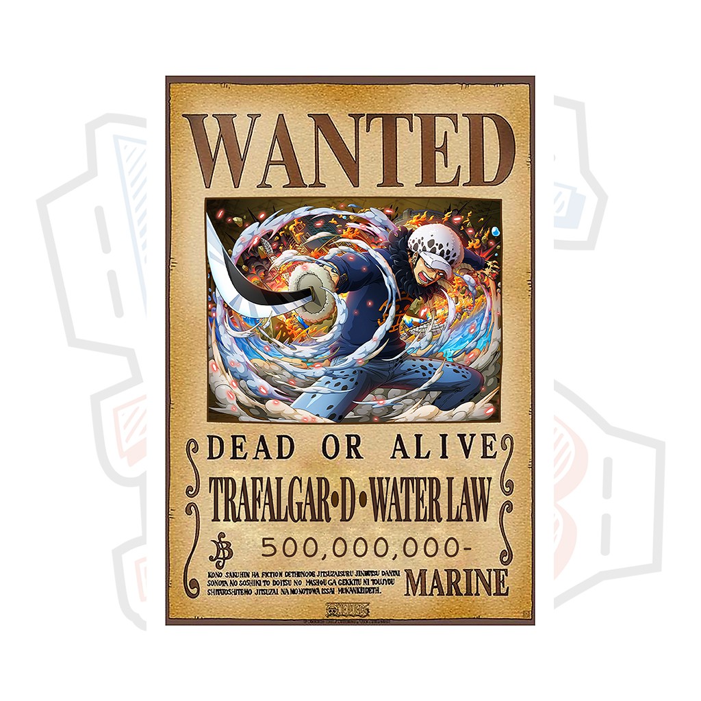 Poster truy nã Trafalgar D. Water Law ver 2 - One Piece