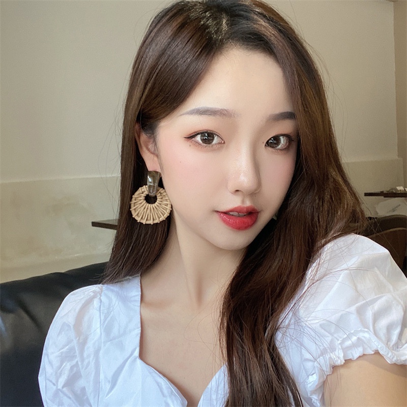 Khuyên tai cói đi biển Her Accessories chân xỏ bạc 925 an toàn H102