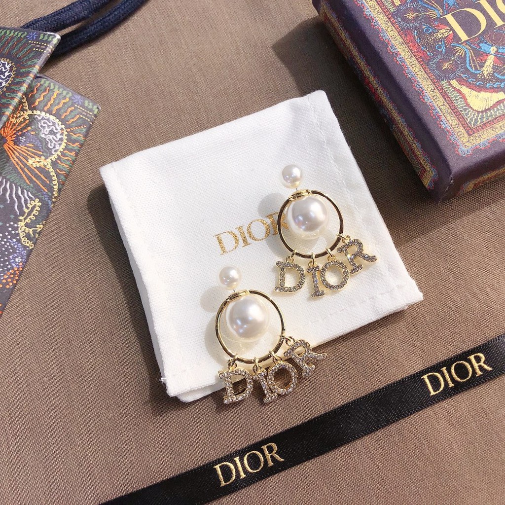 Dior Bông Tai Chữ Cái Đính Ngọc Trai Thời Trang Cho Nữ
