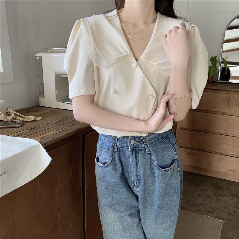 Áo Sơ Mi Tay Ngắn Kẻ Sọc Ca Rô Đính Nơ Thời Trang Mùa Hè 2022 Cho Nữ