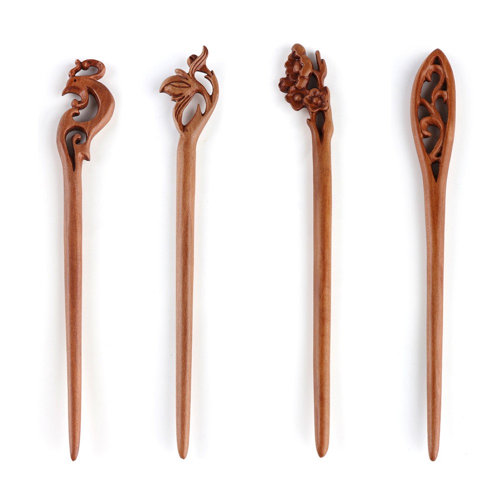 Trâm Cài Tóc Bằng Gỗ Đào Chạm Khắc Thủ Công Thời Trang Cho Nữ