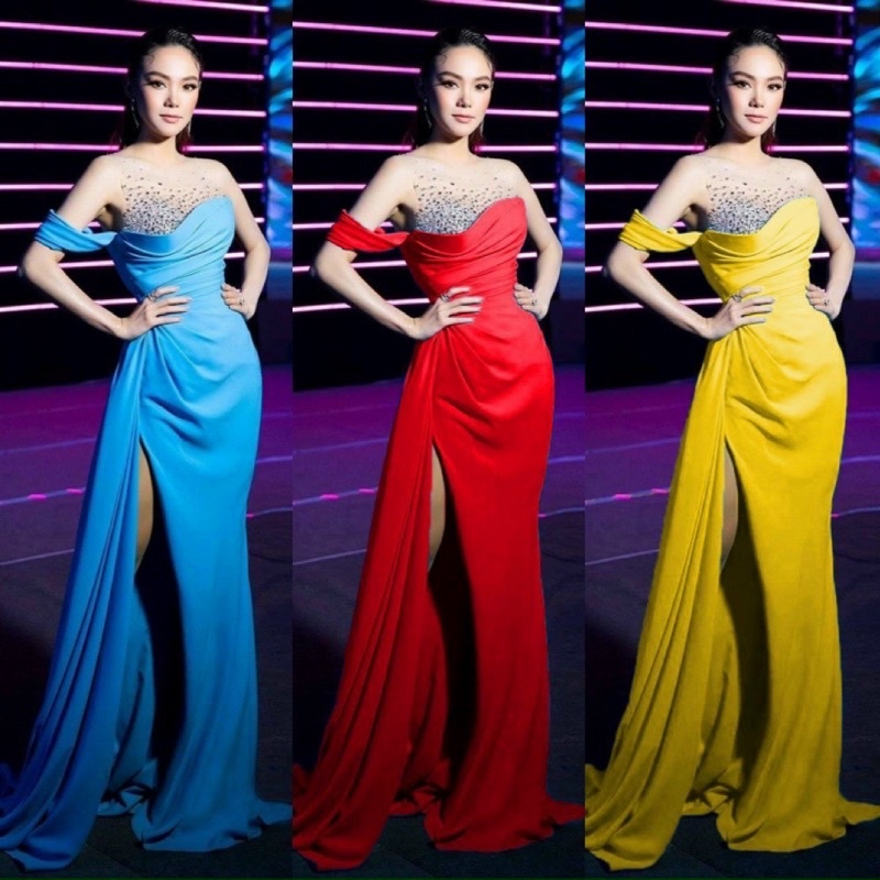 Đầm maxi body dạ hội kim sa rớt vai cao cấp TRIPBLE T DRESS - size M/L - MS142Y