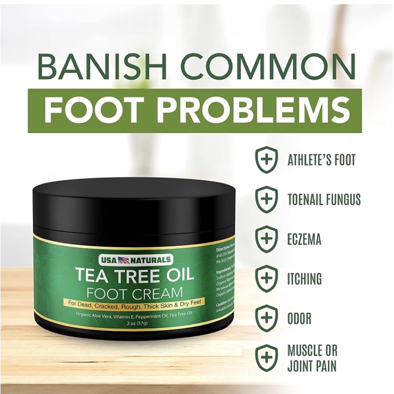Kem dưỡng da chân khô nứt, giảm đau tràm trà USA Naturals Tea Tree Oil Foot Cream 57g/113g USA