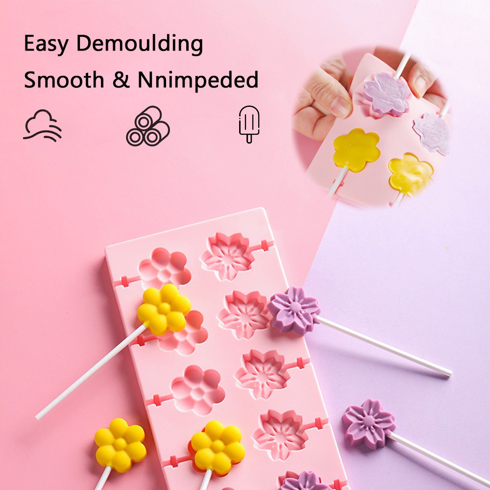 Khuôn silicone làm kẹo mút/ socola hình hoa/ động vật diy